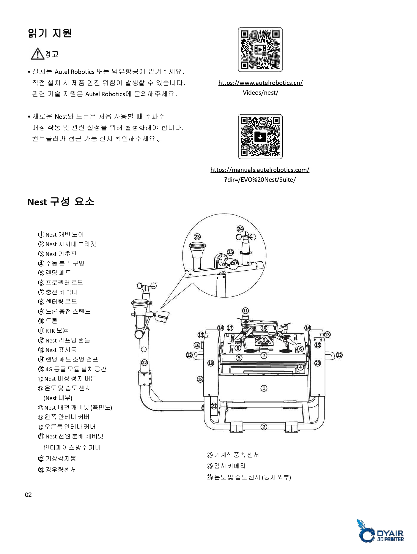 오텔 에보 네스트 빠른시작 가이드 #오텔 #네스트 #드론 #Autel #Nest #Evo #에보 #오텔드론공식판매사덕유항공 #오텔총판덕유항공