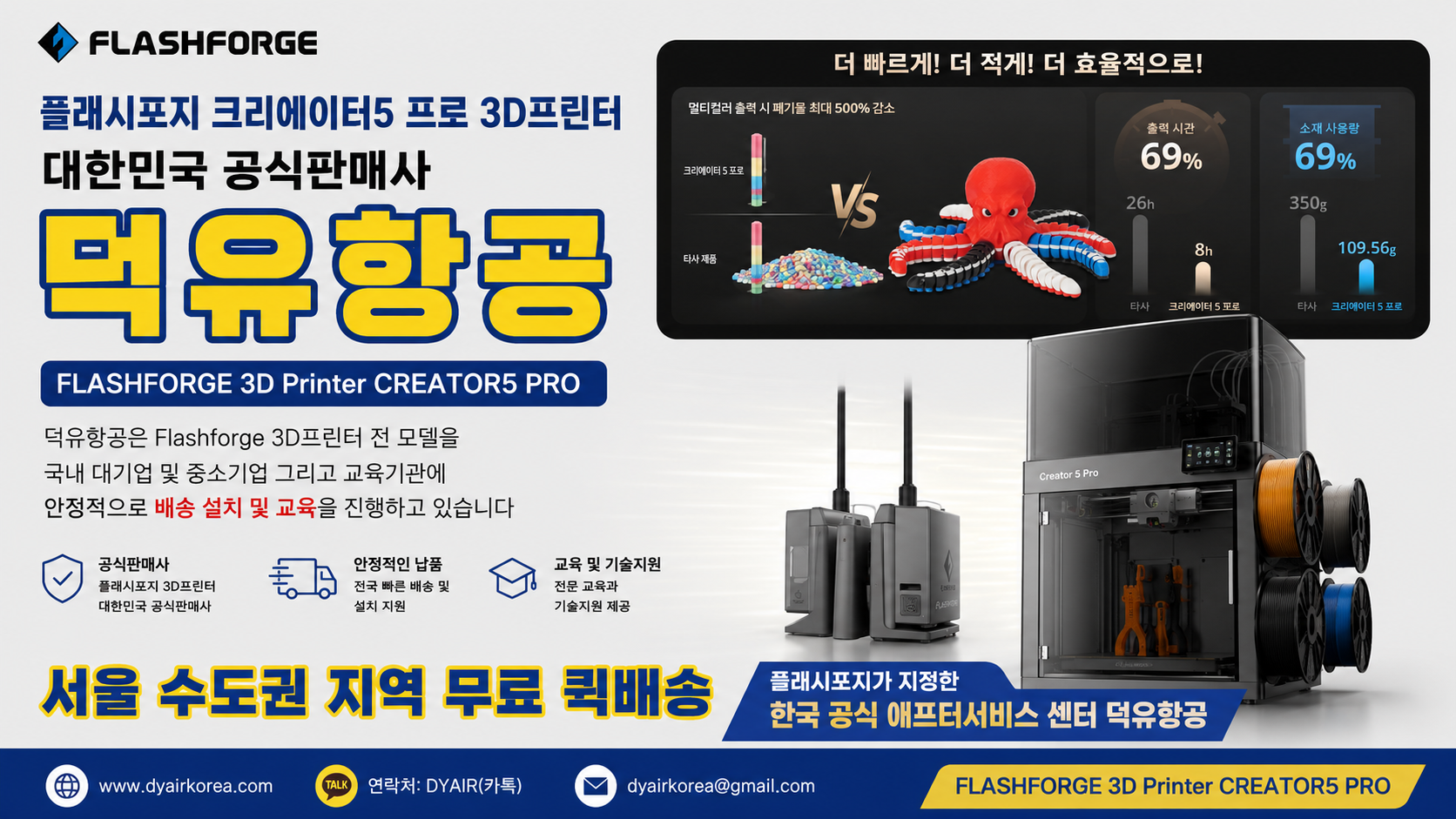 플래시포지 크리에이터5프로 리뷰, Flashforge 3D프린터 500% 더 빨리진 놀라운 혁신